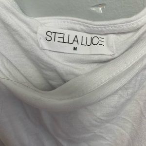 Stella Luce White Sleeveless Square Neck Bodysuit Size Medium *NEVER WORN*